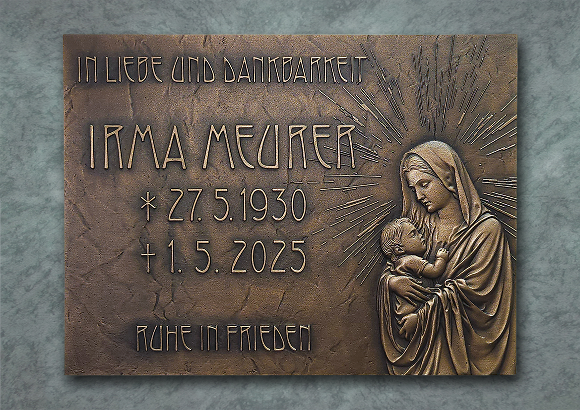 Bronzetafel für Rasengrab