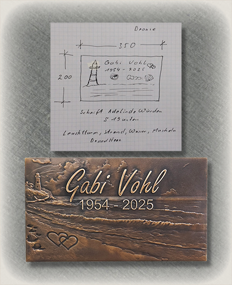 Bronzetafel für Rasengrab
