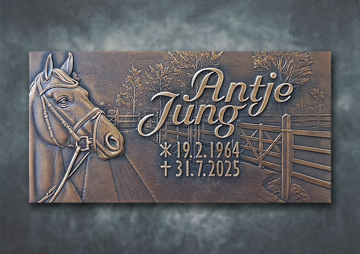 Bronzetafel für Rasengrab