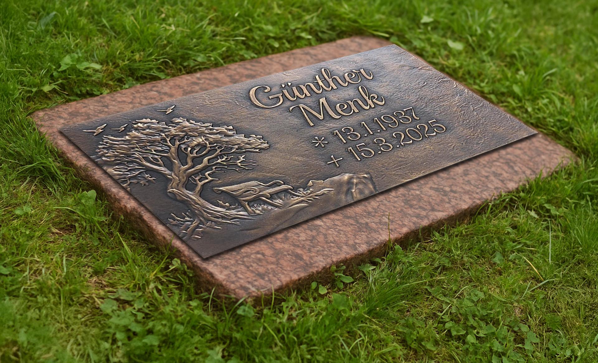 Bronzetafel für Rasengrab