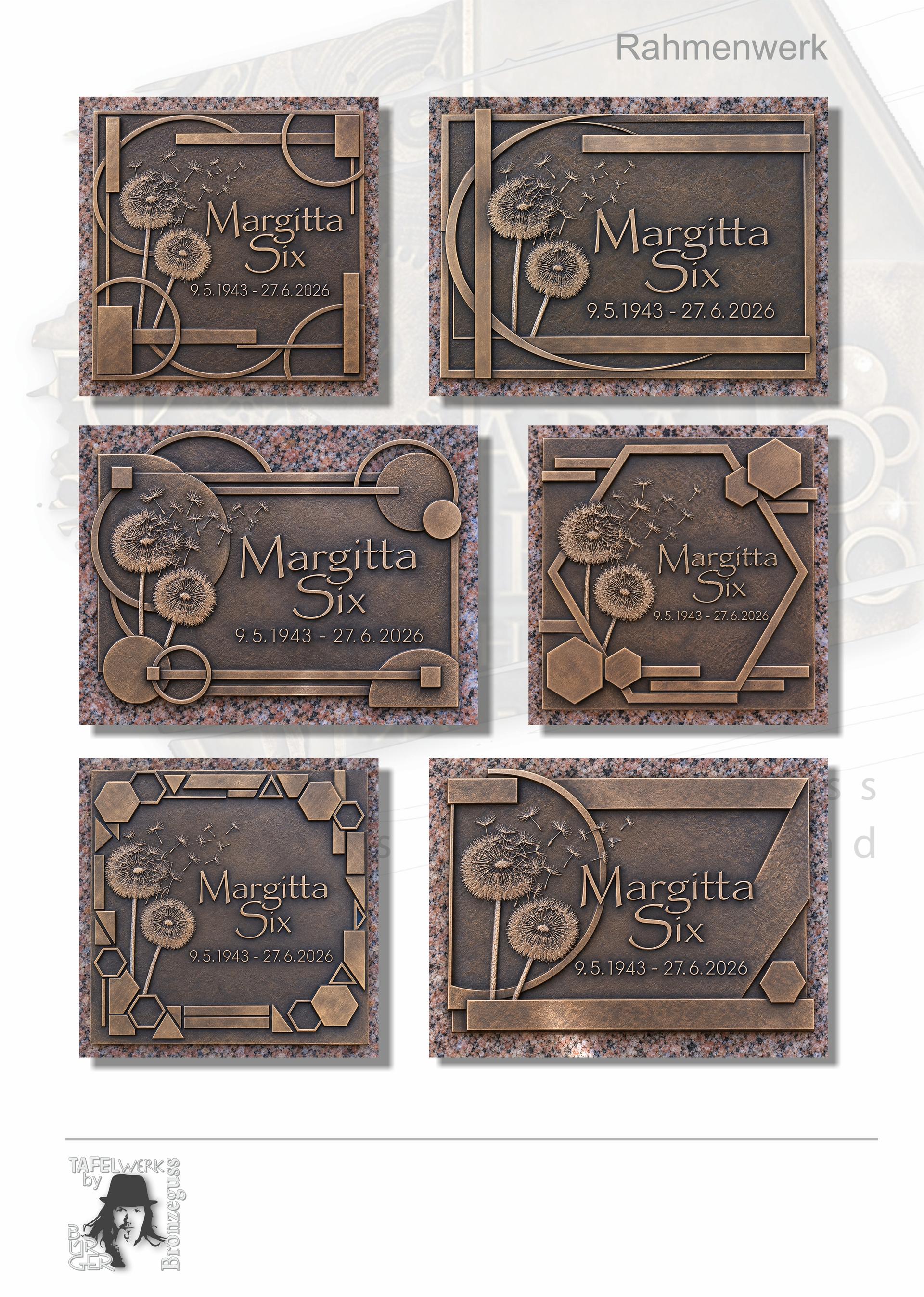 Bronzetafel für Rasengrab