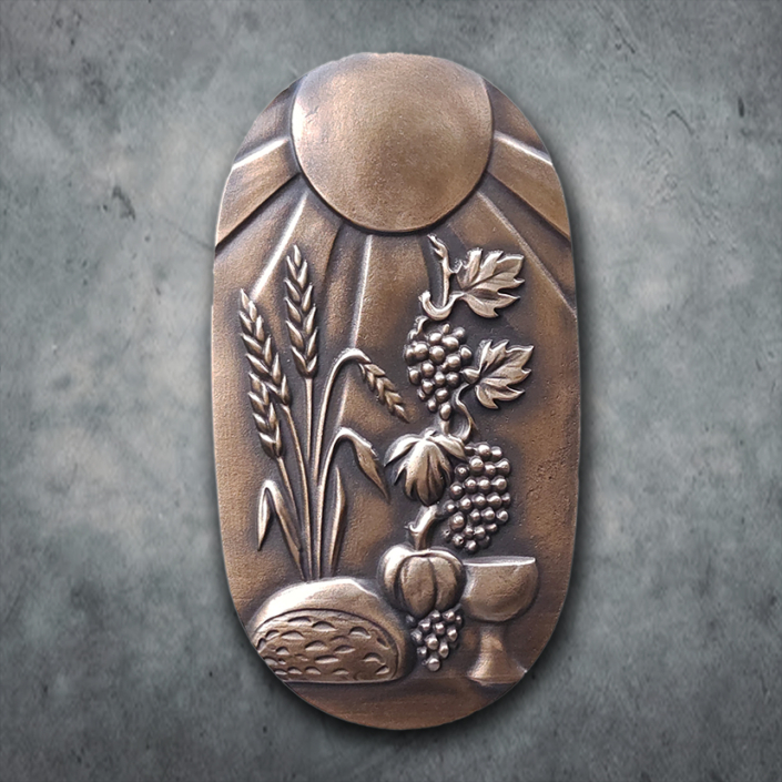 Bronzetafel Brot und Wein