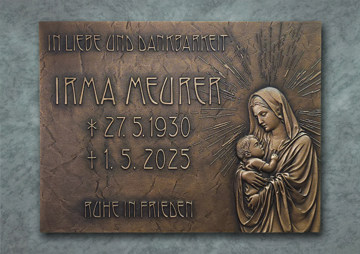 Bronzetafel für Urnengrab Meurer