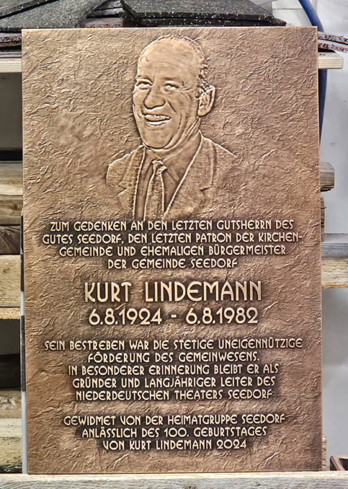 Gedenktafel aus Bronze Kurt Lindemann Seedorf
