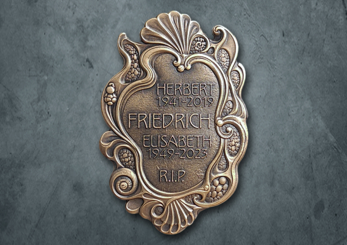 Grabtafel aus Bronze Friedrich