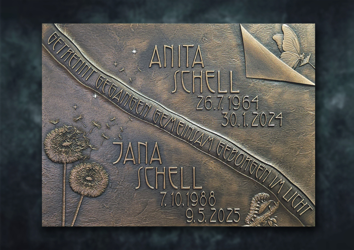 Grabtafel aus Bronze Schell